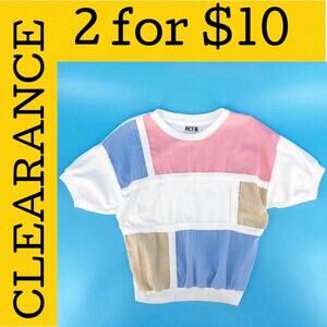 🟡 90s color block pastel top